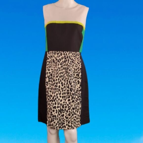 NWT! Calvin Klein Leopard Print Color Block Dress - Picture 2 of 15
